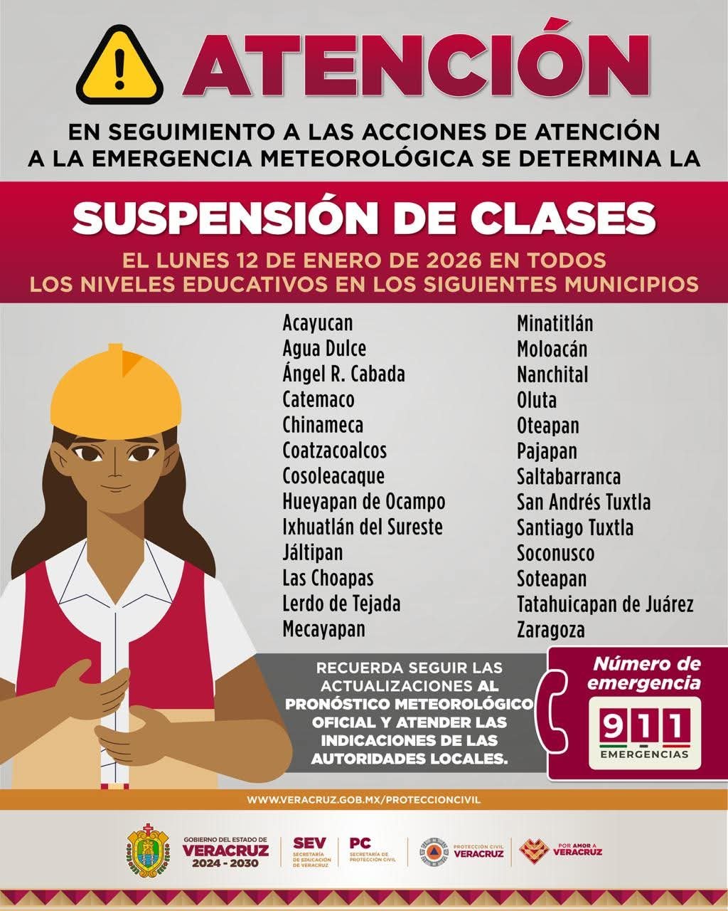 Suspensión de Clases en 26 Municipios del Sur de Veracruz por Lluvias Suspensión de Clases en 26 Municipios del Sur de Veracruz por Lluvias