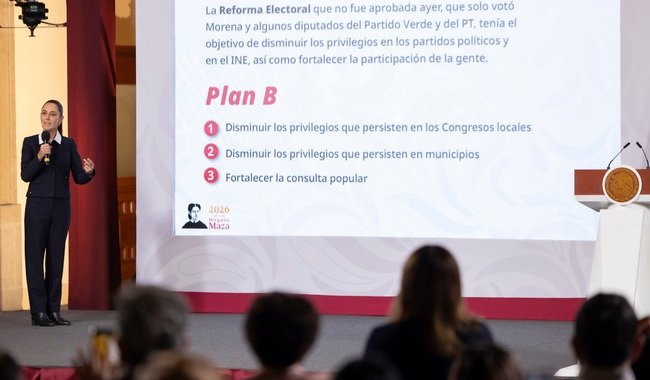 Presidenta enviará Plan B de Reforma Electoral para disminuir privilegios en congresos locales, municipios y fortalecer la consulta popular