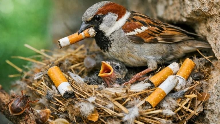 Los pájaros urbanos comenzaron a usar colillas de cigarros en sus nidos y la ciencia descubrió por qué Los pájaros urbanos comenzaron a usar colillas de cigarros en sus nidos y la ciencia descubrió por qué