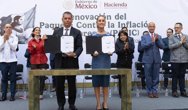 Presidenta, empresas proveedoras y tiendas de autoservicio firman renovación del PACIC para mantener la canasta básica en 910 pesos Presidenta, empresas proveedoras y tiendas de autoservicio firman renovación del PACIC para mantener la canasta básica en 910 pesos