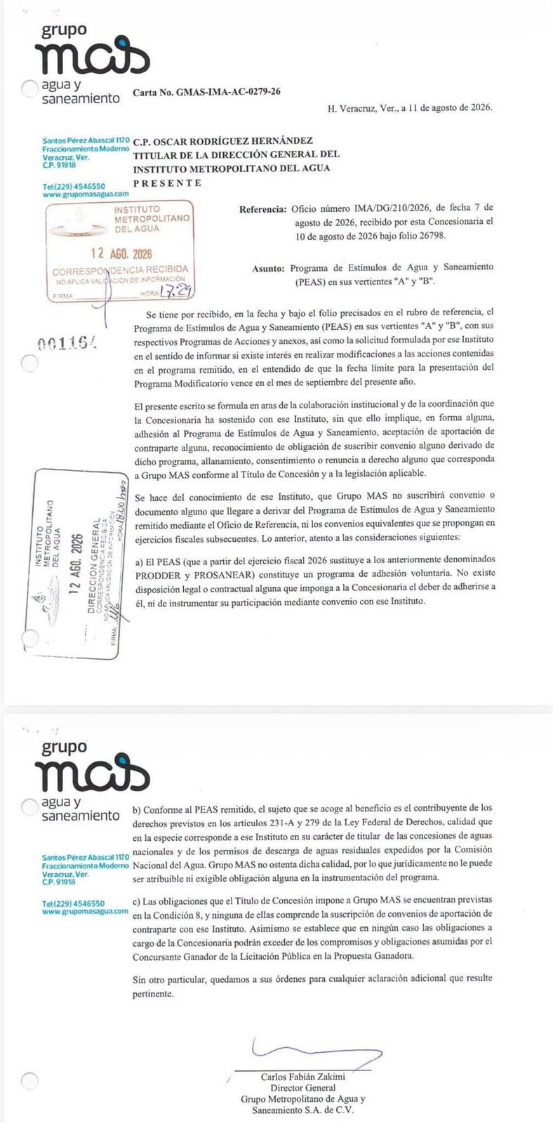 Por culpa de Grupo MAS, la ciudad de Veracruz dejará de percibir 62 mdp destinados para agua y saneamiento Por culpa de Grupo MAS, la ciudad de Veracruz dejará de percibir 62 mdp destinados para agua y saneamiento