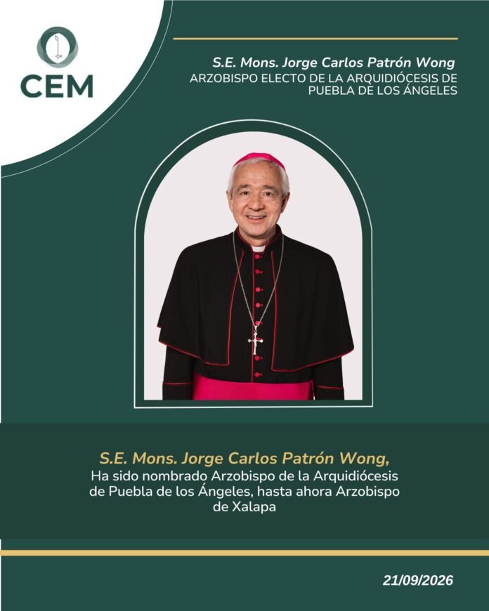 Jorge Carlos Patrón Wong será el nuevo arzobispo de Puebla Jorge Carlos Patrón Wong será el nuevo arzobispo de Puebla
