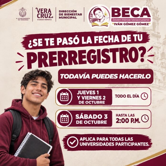 Se extiende prerregistro para la Beca “Joven Héroe Veracruzano Iván Gómez Gómez” en la ciudad de Veracruz Se extiende prerregistro para la Beca “Joven Héroe Veracruzano Iván Gómez Gómez” en la ciudad de Veracruz